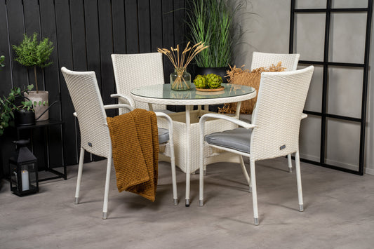 Volta Matbord med Anna Stolarna – Bord: ⌀90 Stol: 62x96x55