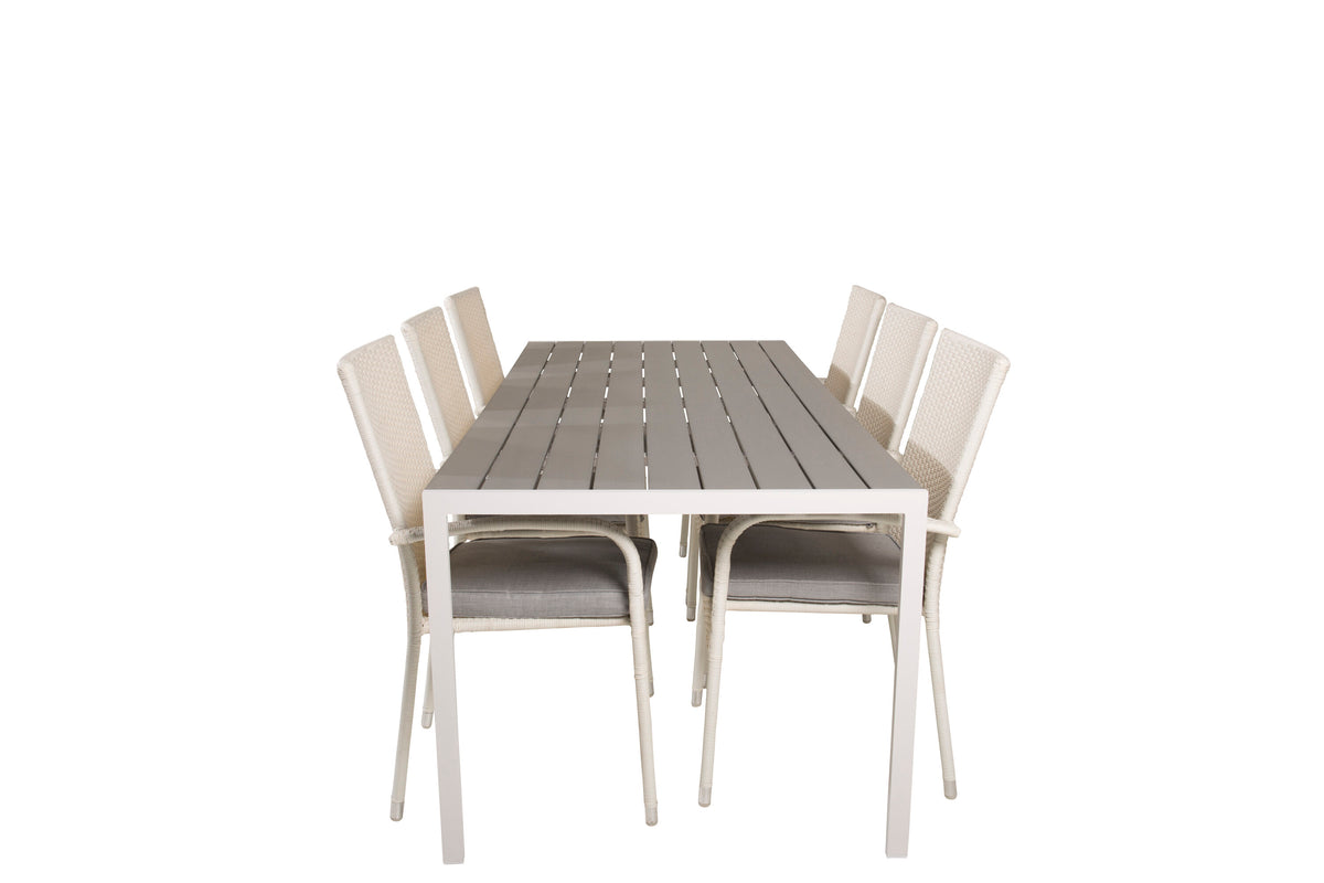Break Matbord med Anna Stolarna – Bord: 74x205x90 Stol: 62x96x55