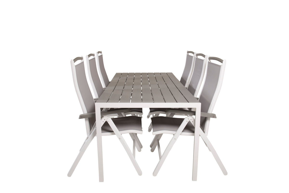 Break Matbord med Albany Stolarna – Bord: 74x205x90 Stol: 73x109x61