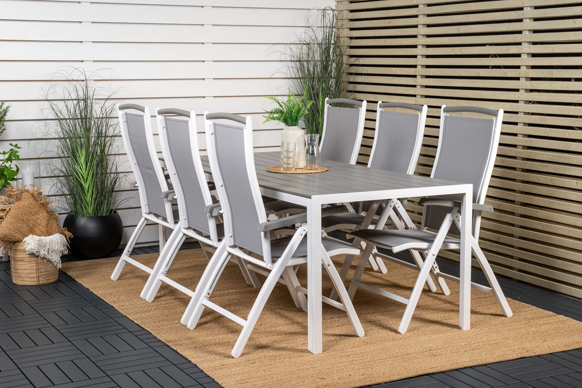 Break Matbord med Albany Stolarna – Bord: 74x205x90 Stol: 73x109x61