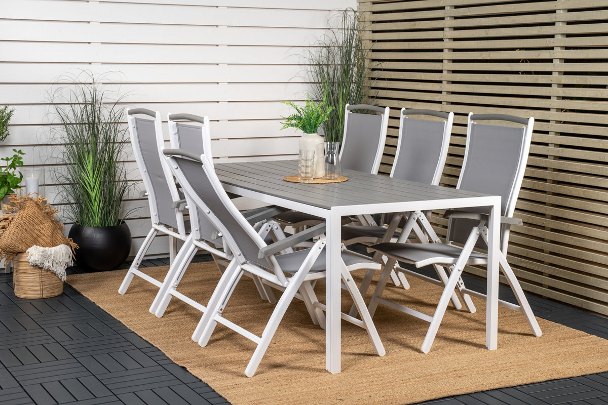 Break Matbord med Albany Stolarna – Bord: 74x205x90 Stol: 73x109x61