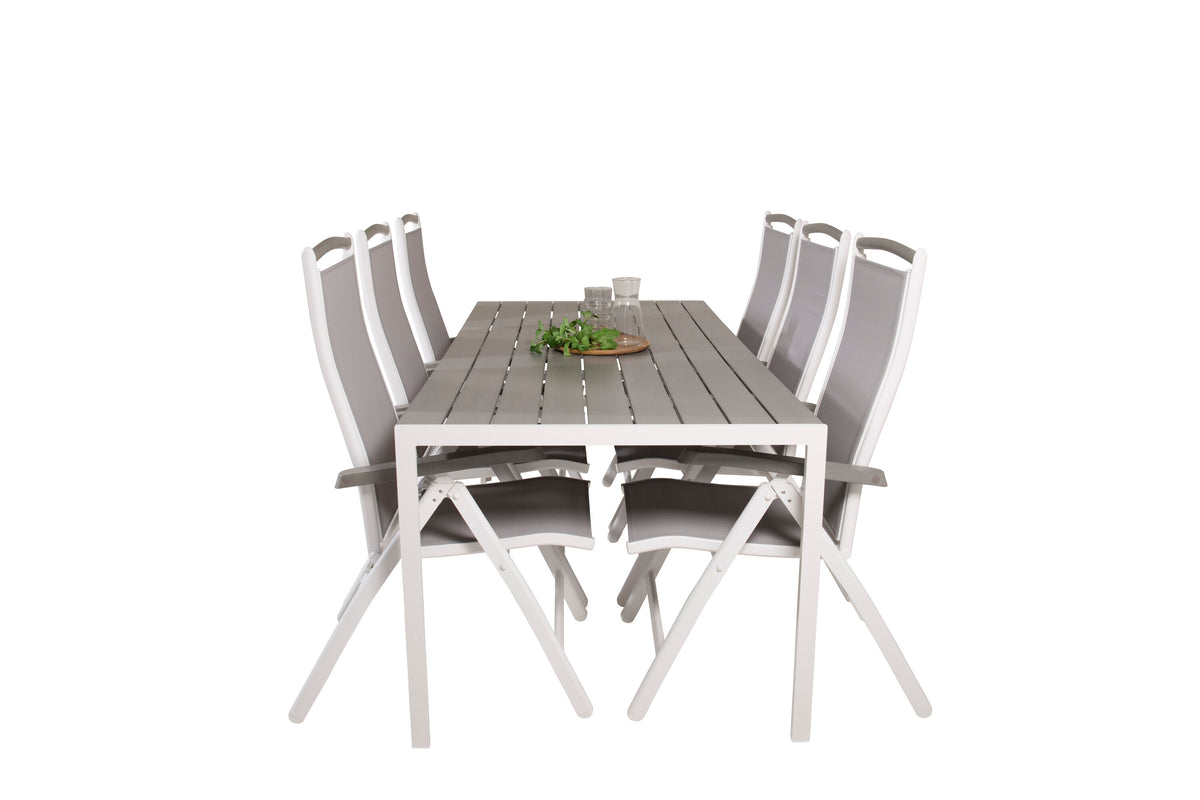 Break Matbord med Albany Stolarna – Bord: 74x205x90 Stol: 73x109x61