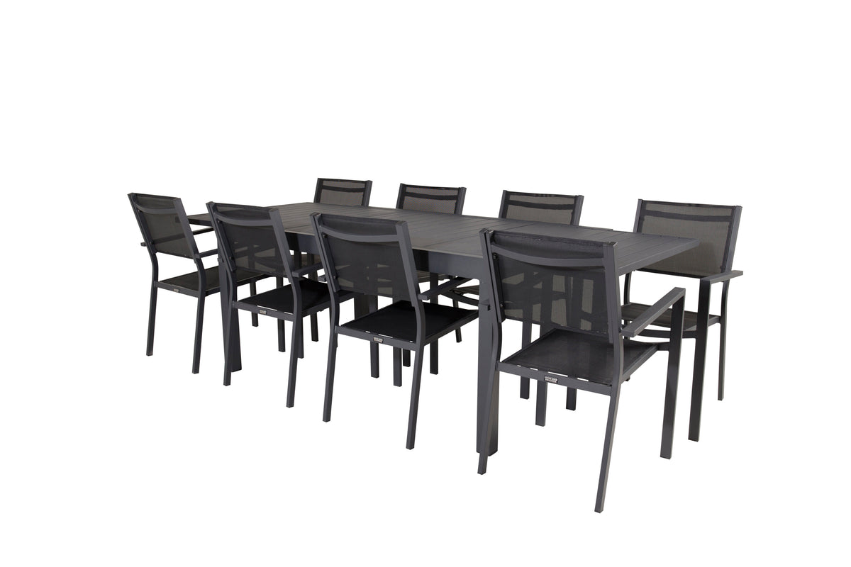 Marbella Matbord med Copacabana Stolarna – Bord: 75x240x100 Stol: 60,5x88x56,5