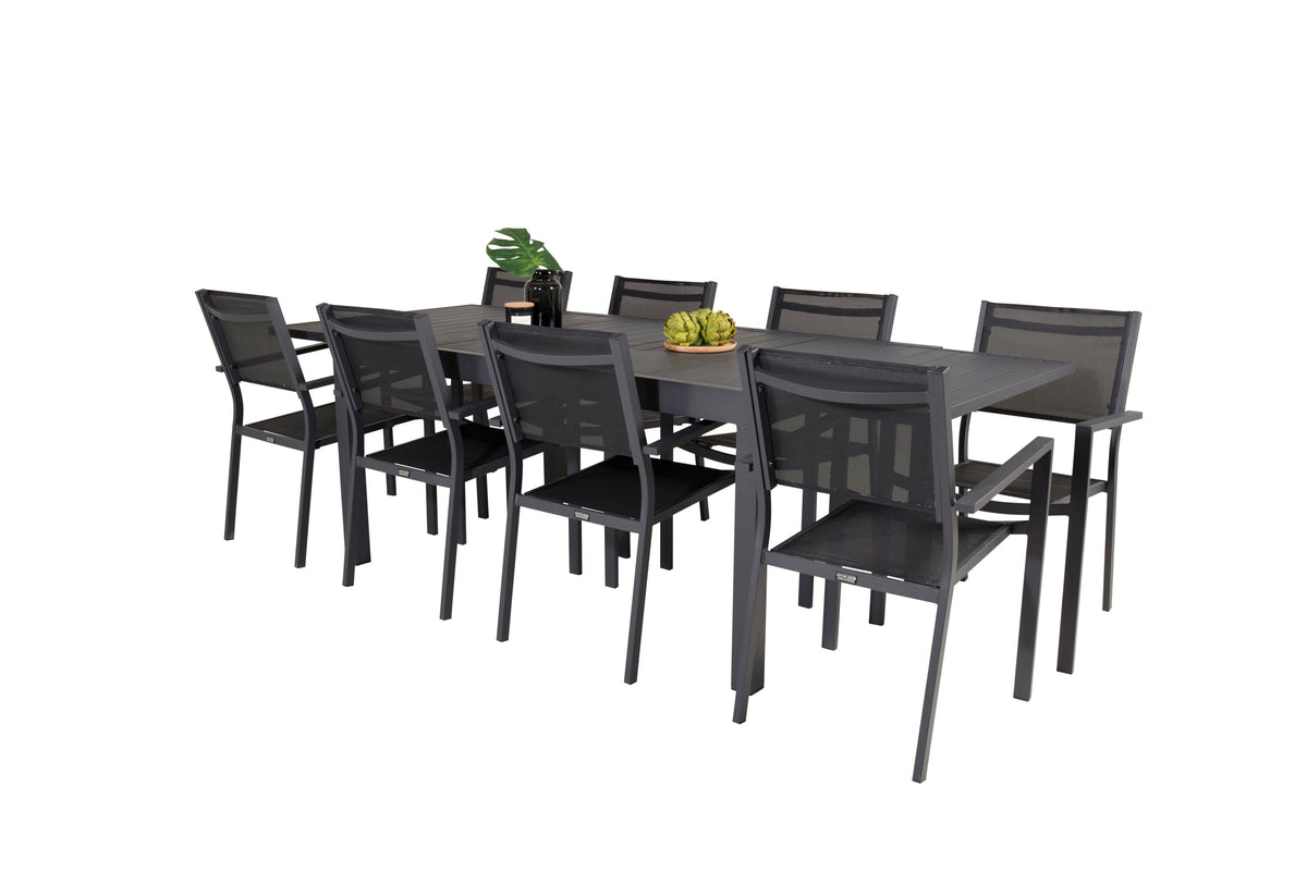 Marbella Matbord med Copacabana Stolarna – Bord: 75x240x100 Stol: 60,5x88x56,5