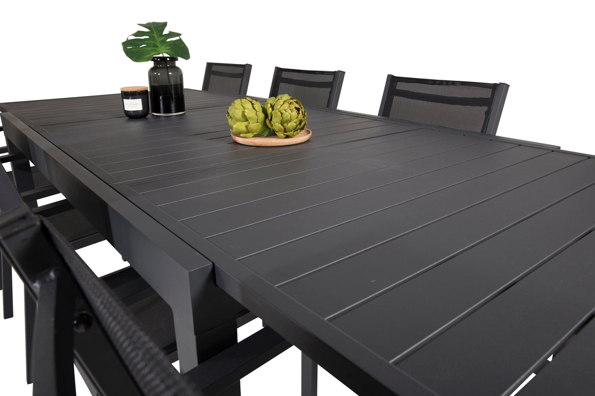 Marbella Matbord med Copacabana Stolarna – Bord: 75x240x100 Stol: 60,5x88x56,5