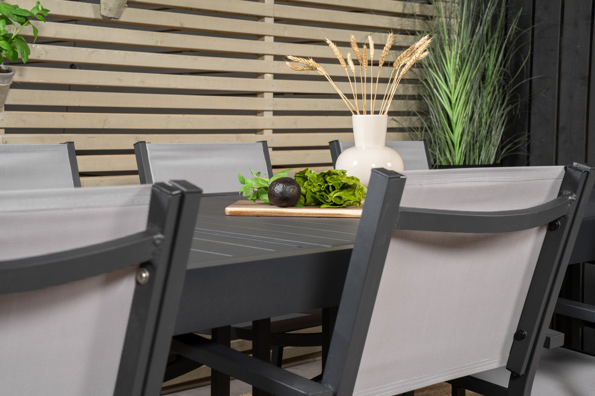 Marbella Matbord med Copacabana Stolarna – Bord: 75x240x100 Stol: 60,5x88x56,5