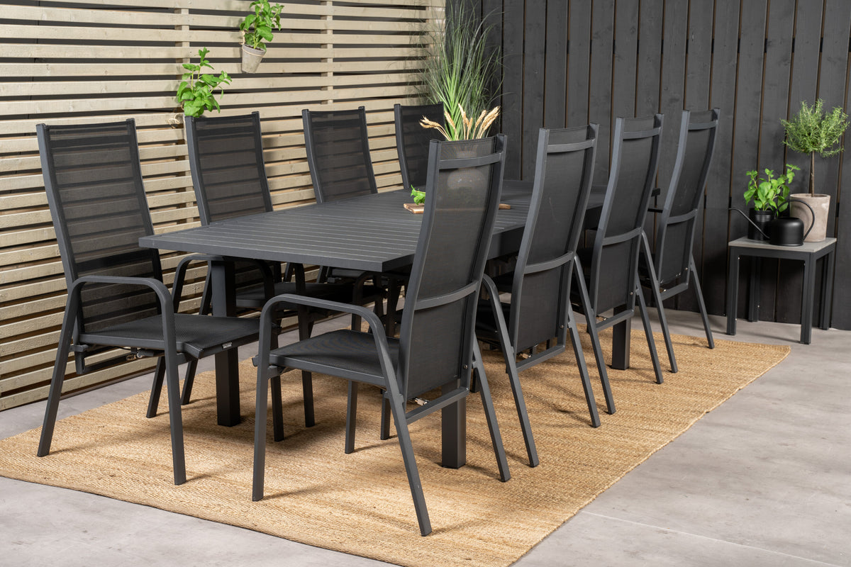 Marbella Matbord med Copacabana Stolarna – Bord: 75x240x100 Stol: 65x110x56,5