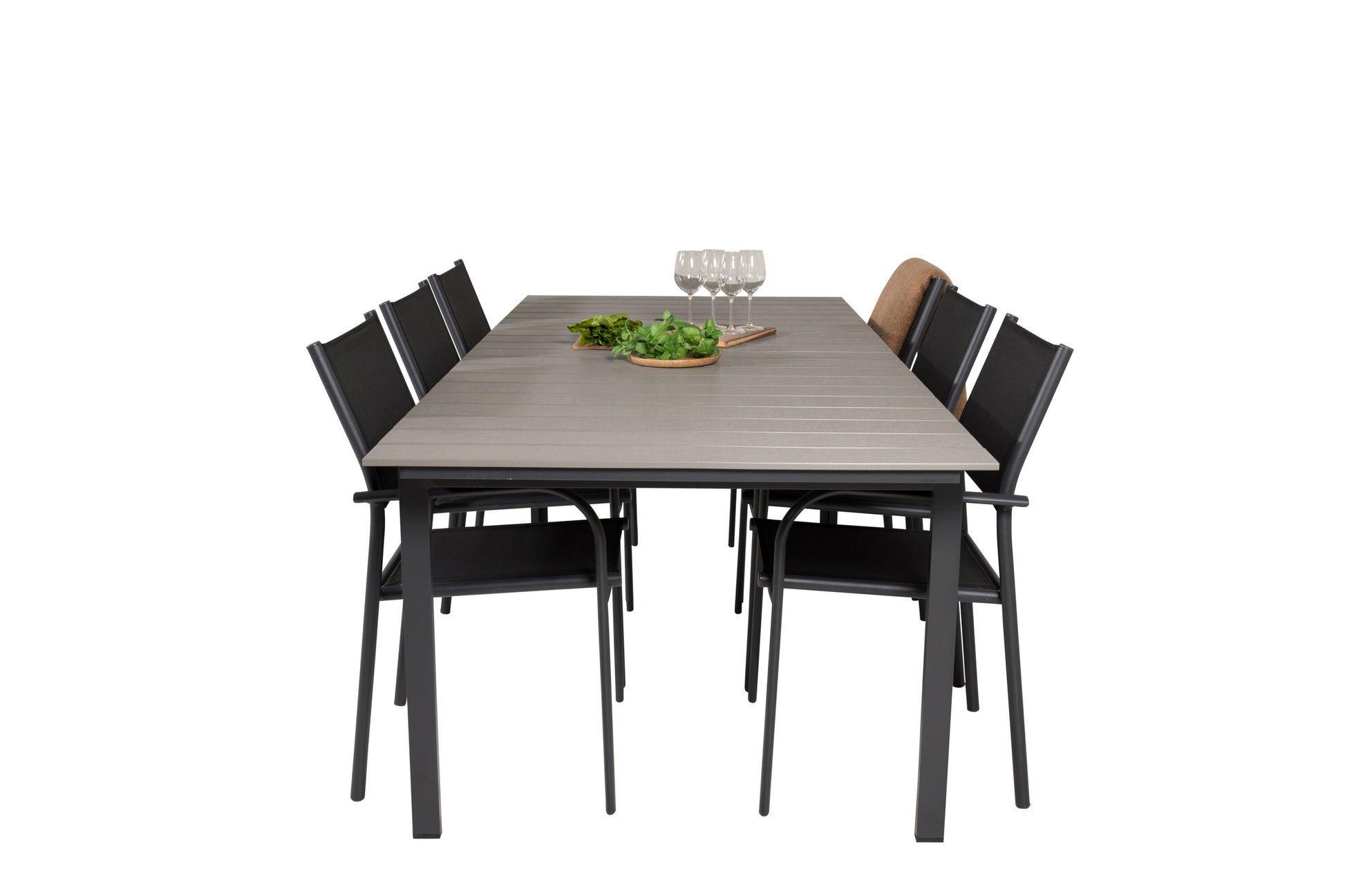 Levels Matbord med Santorini Stolarna – Bord: 75x224x100 Stol: 58x88x56