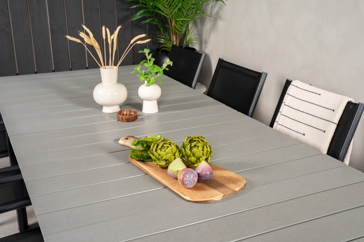 Levels Matbord med Santorini Stolarna – Bord: 75x224x100 Stol: 58x88x56