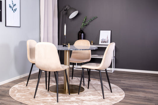 Estelle Matbord med Polar Stolarna – Bord: ⌀106 Stol: 53,3x88x42,5