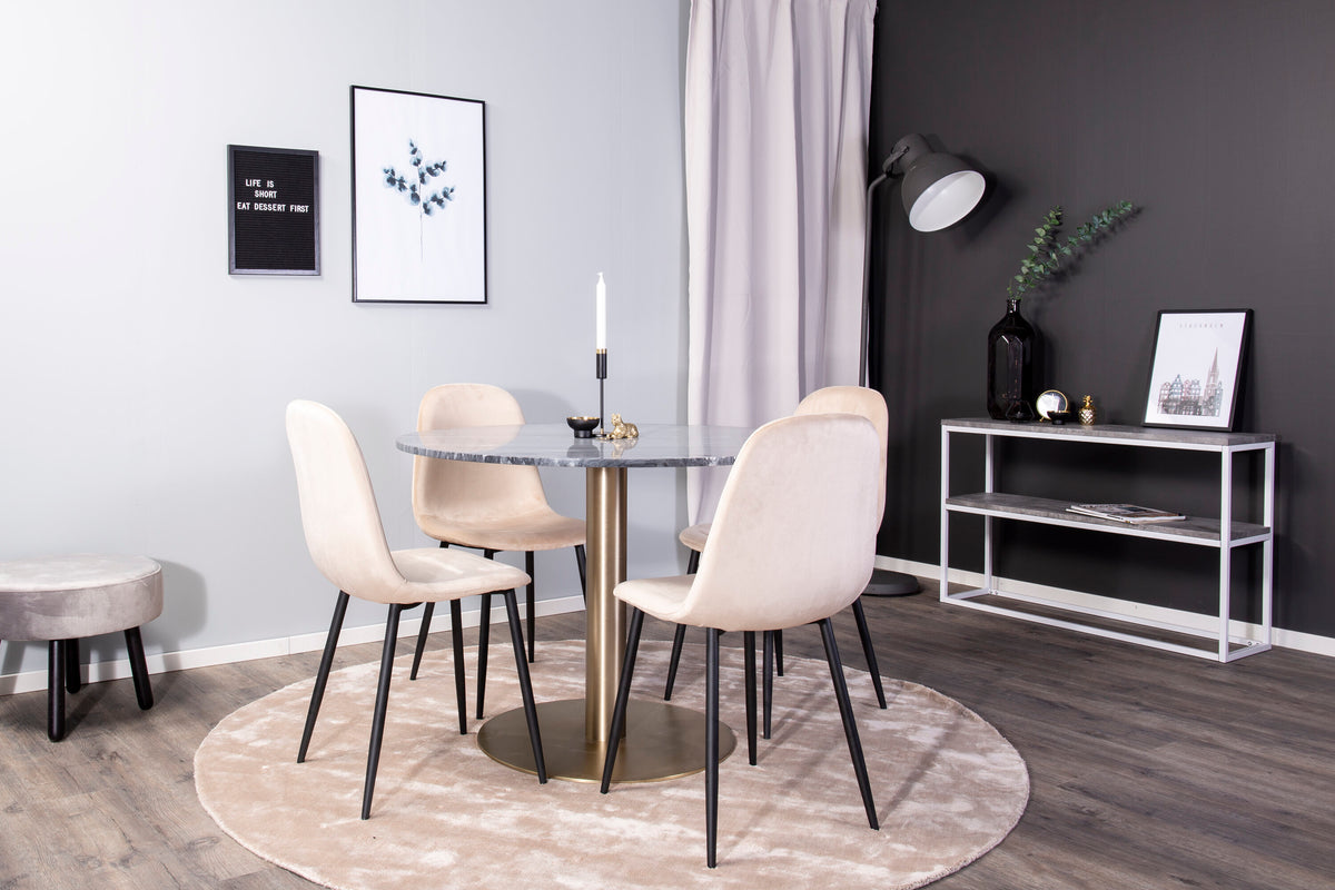 Estelle Matbord med Polar Stolarna – Bord: ⌀106 Stol: 53,3x88x42,5