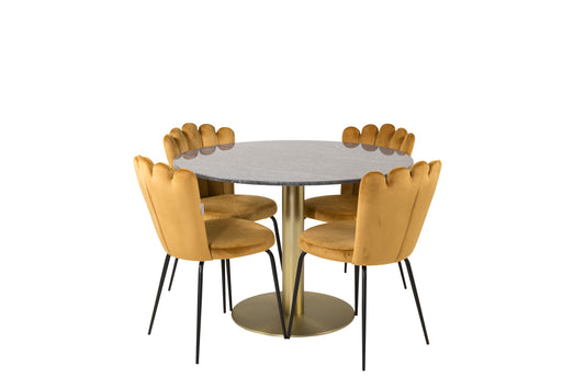 Estelle Matbord med Limhamn Stolarna – Bord: ⌀106 Stol: 54x82,5x44,5