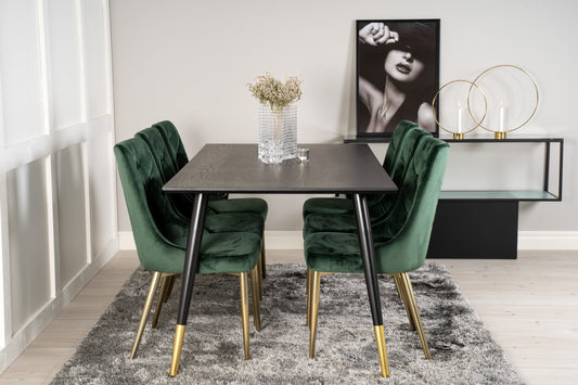 Dipp Matbord med Velvet Deluxe Stolarna – Bord: 75x180x90 Stol: 66x88,5x50