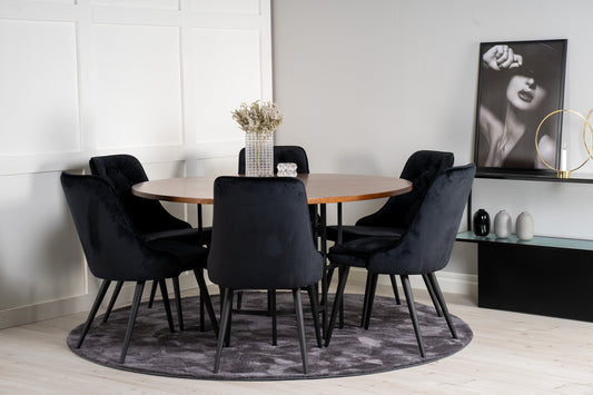 Copenhagen Matbord med Velvet Deluxe Stolarna – Bord: ⌀140 Stol: 66x88,5x50