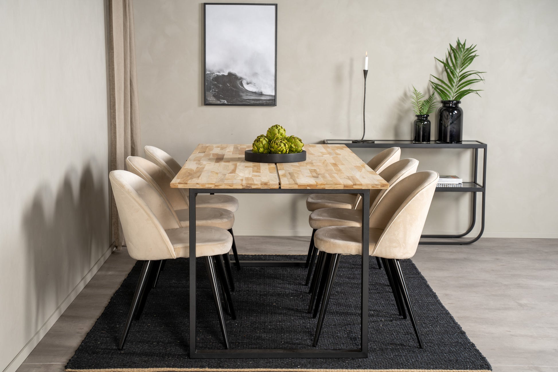 Cirebon Matbord med Velvet Stolarna Matgrupp