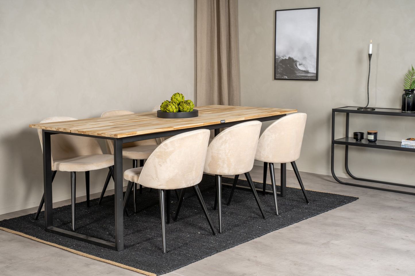 Cirebon Matbord med Velvet Stolarna Matgrupp