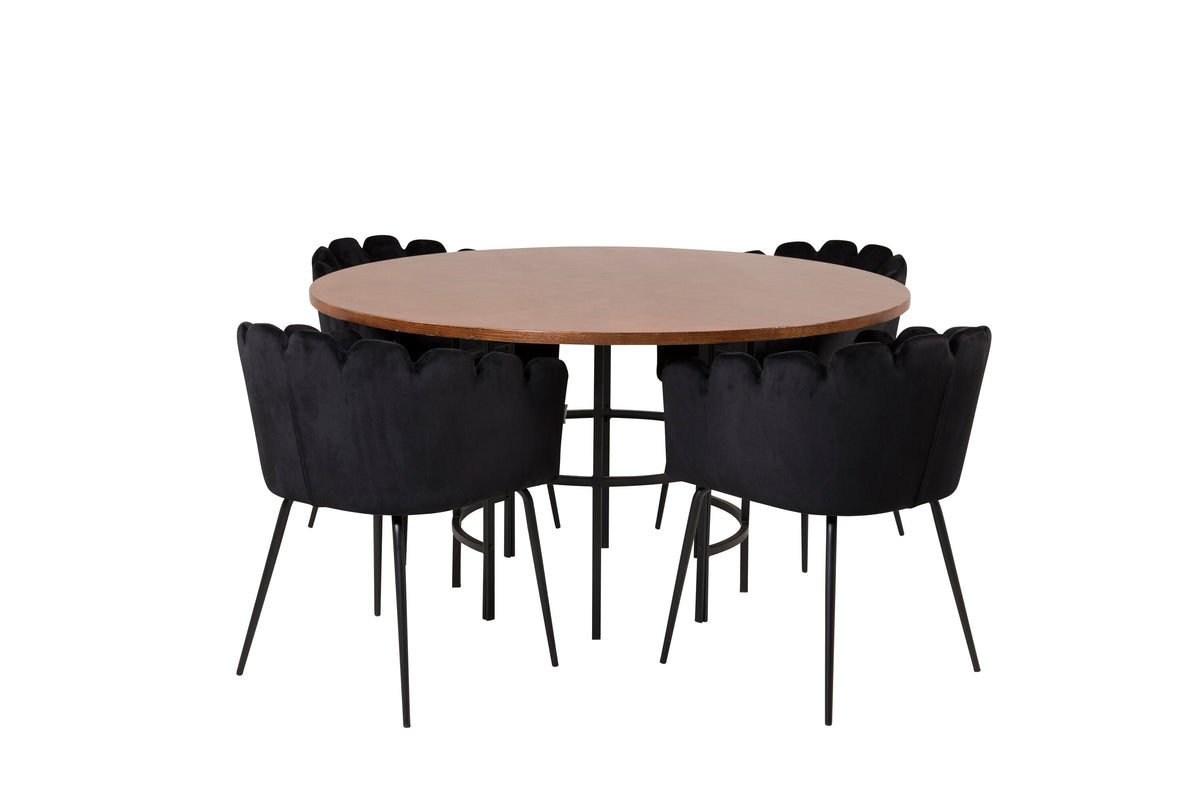 Copenhagen Matbord med Limhamn Stolarna – Bord: ⌀140 Stol: 54x76,56x61