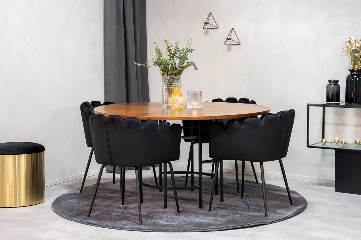Copenhagen Matbord med Limhamn Stolarna – Bord: ⌀140 Stol: 54x76,56x61