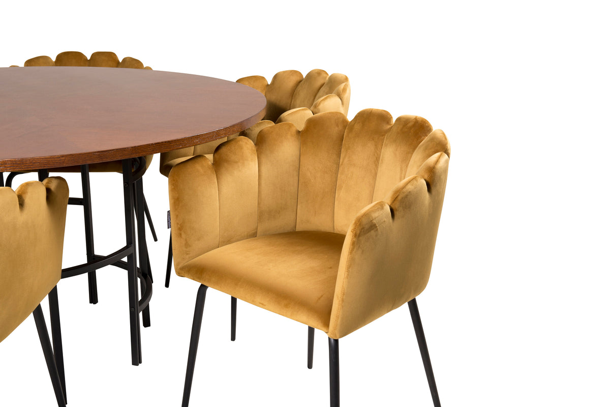 Copenhagen Matbord med Limhamn Stolarna – Bord: ⌀140 Stol: 54x76,56x61