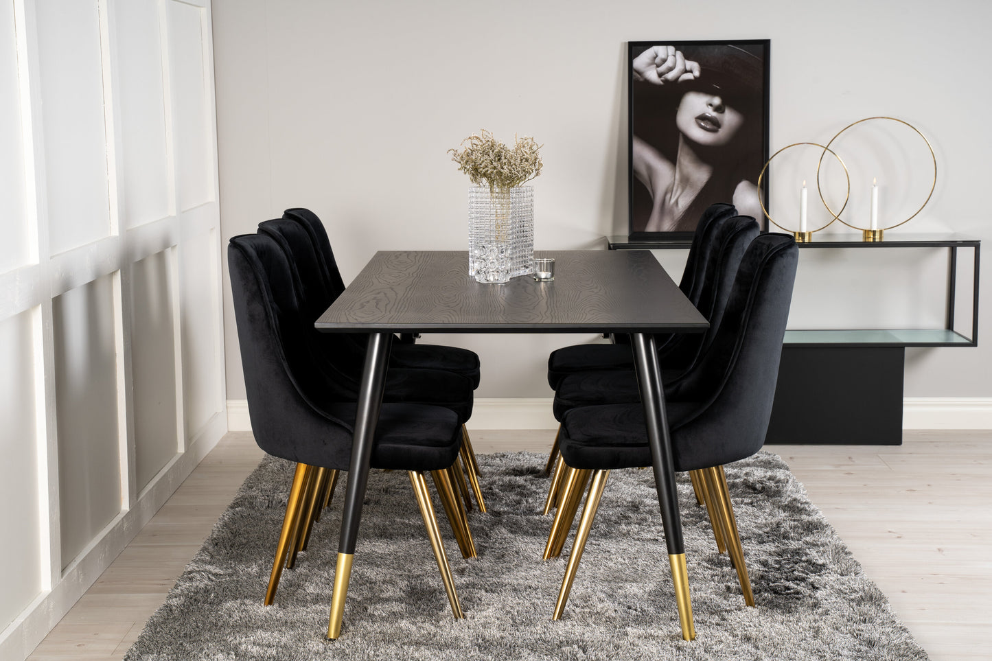 Dipp Matbord med Velvet Deluxe Stolarna Matgrupp