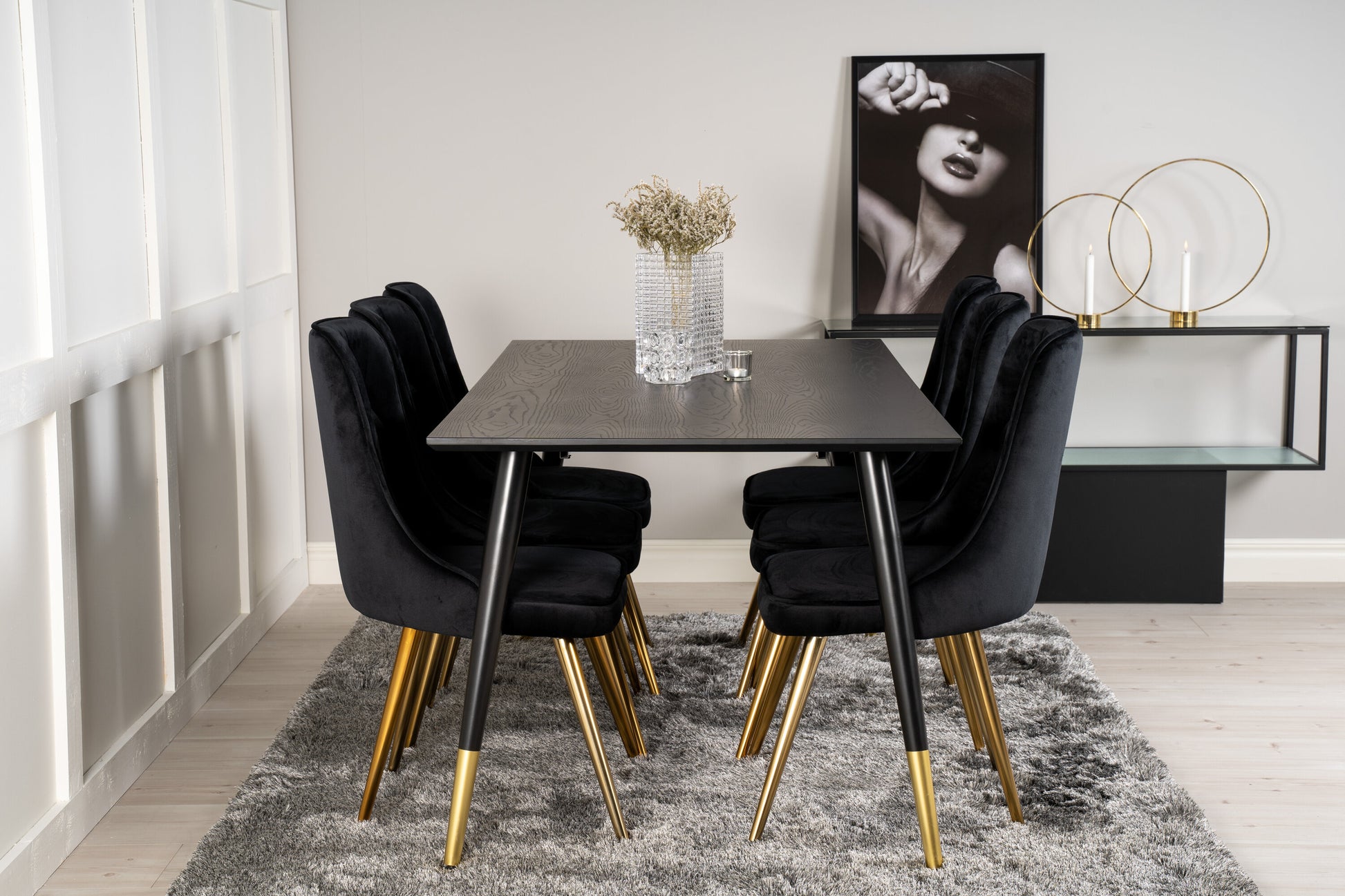 Dipp Matbord med Velvet Deluxe Stolarna Matgrupp