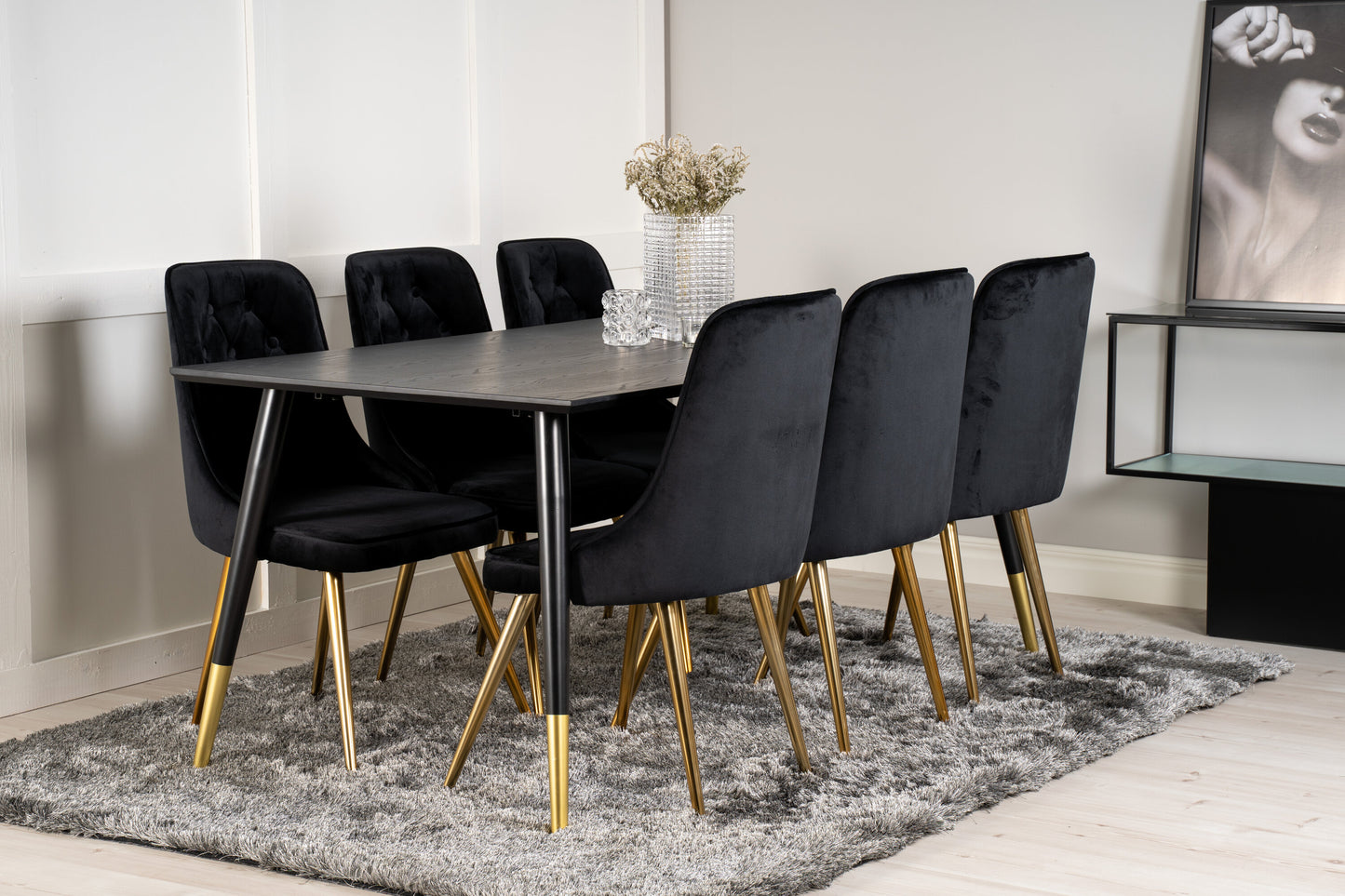 Dipp Matbord med Velvet Deluxe Stolarna Matgrupp