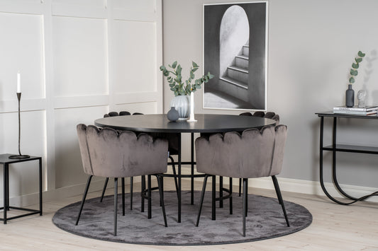 Copenhagen Matbord med Limhamn Stolarna – Bord: ⌀140 Stol: 54x76,56x61