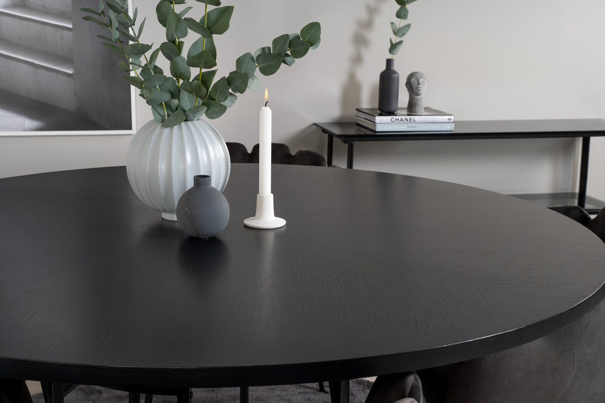 Copenhagen Matbord med Limhamn Stolarna – Bord: ⌀140 Stol: 54x76,56x61