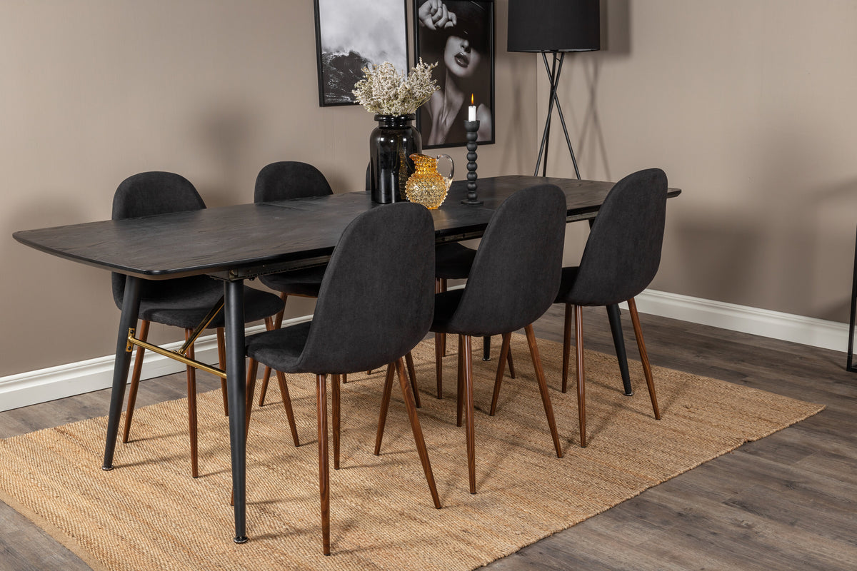 Gold Matbord med Polar Stolarna – Bord: 76x180x85 Stol: 53x87x44