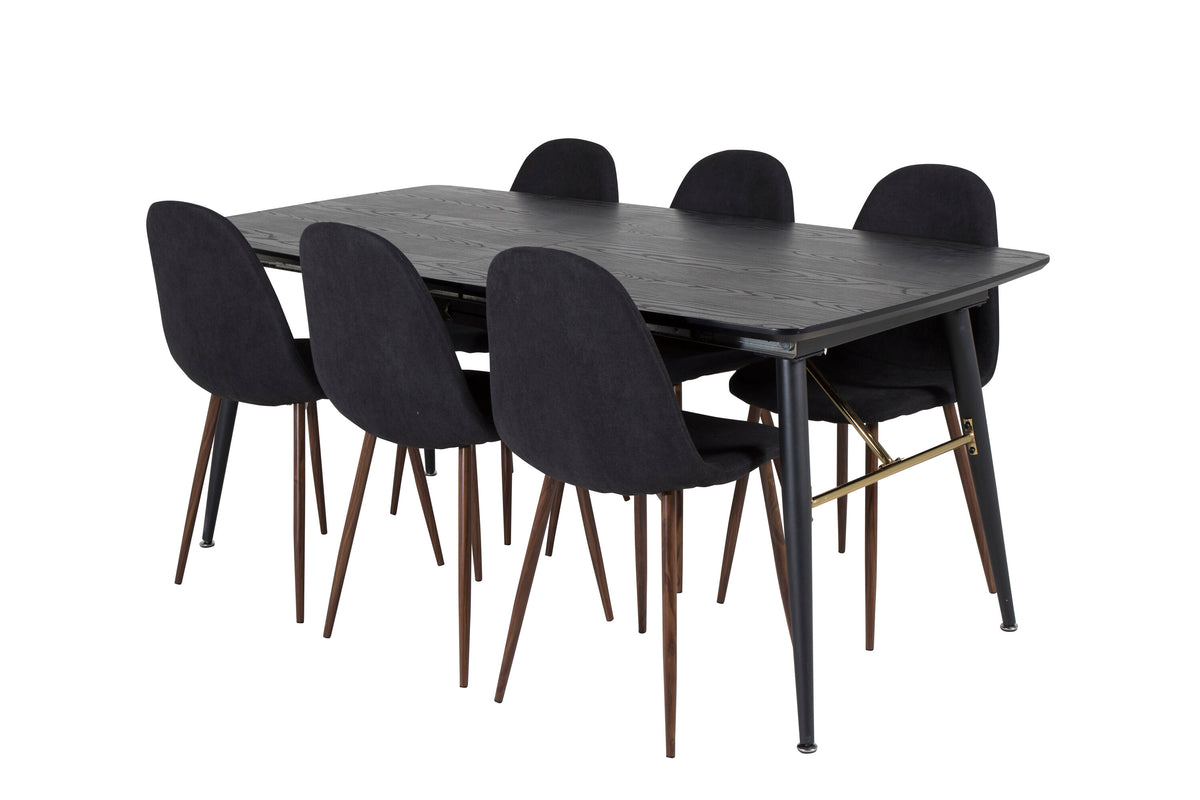 Gold Matbord med Polar Stolarna – Bord: 76x180x85 Stol: 53x87x44