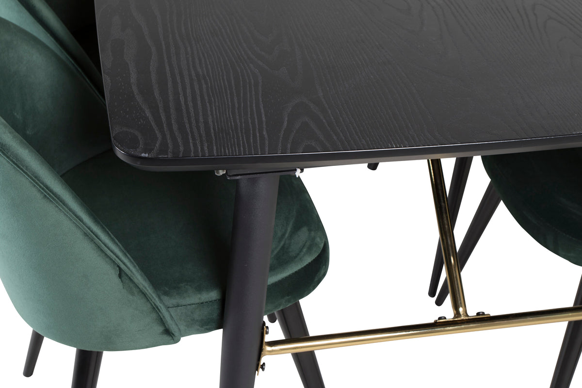 Gold Matbord med Velvet Stolarna – Bord: 76x180x85 Stol: 57x76,5x50