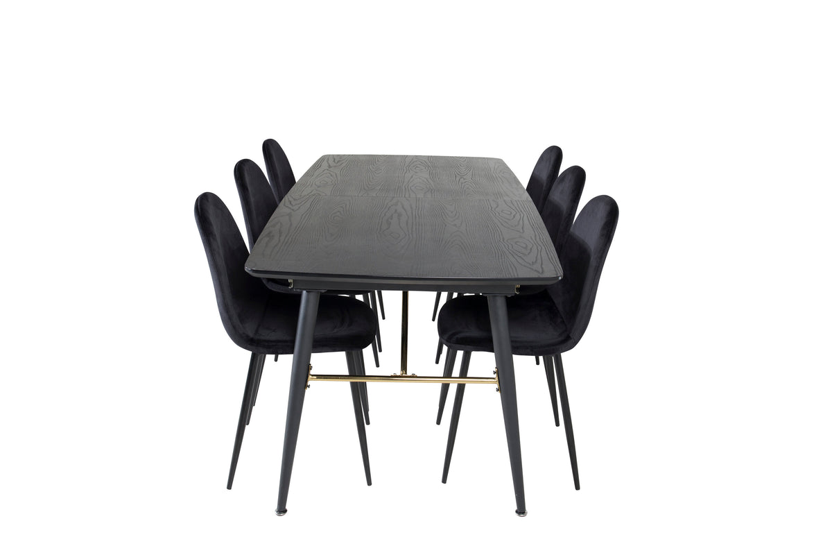 Gold Matbord med Polar Stolarna – Bord: 76x180x85 Stol: 53,3x88x42,5