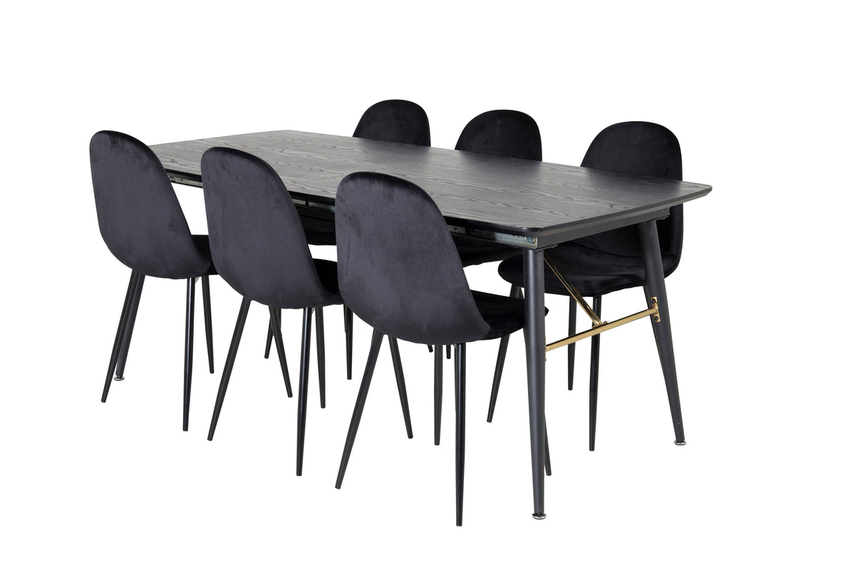 Gold Matbord med Polar Stolarna – Bord: 76x180x85 Stol: 53,3x88x42,5