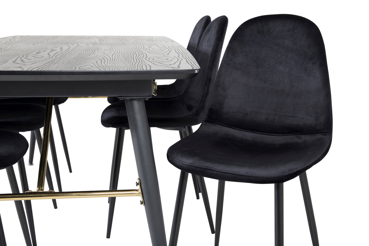 Gold Matbord med Polar Stolarna – Bord: 76x180x85 Stol: 53,3x88x42,5
