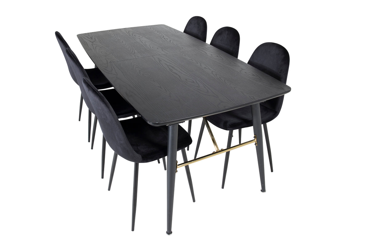 Gold Matbord med Polar Stolarna – Bord: 76x180x85 Stol: 53,3x88x42,5
