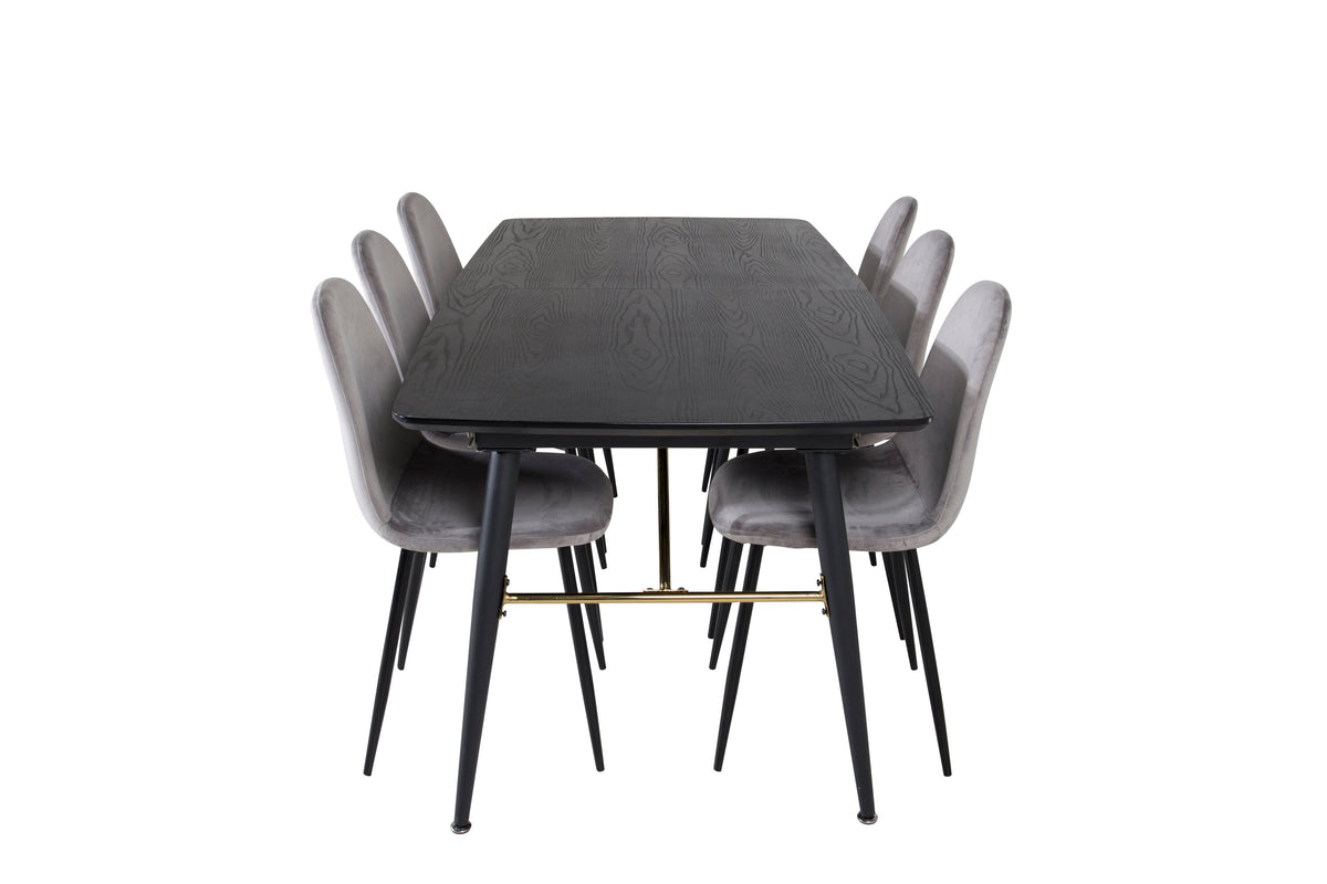 Gold Matbord med Polar Stolarna – Bord: 76x180x85 Stol: 53,3x88x42,5