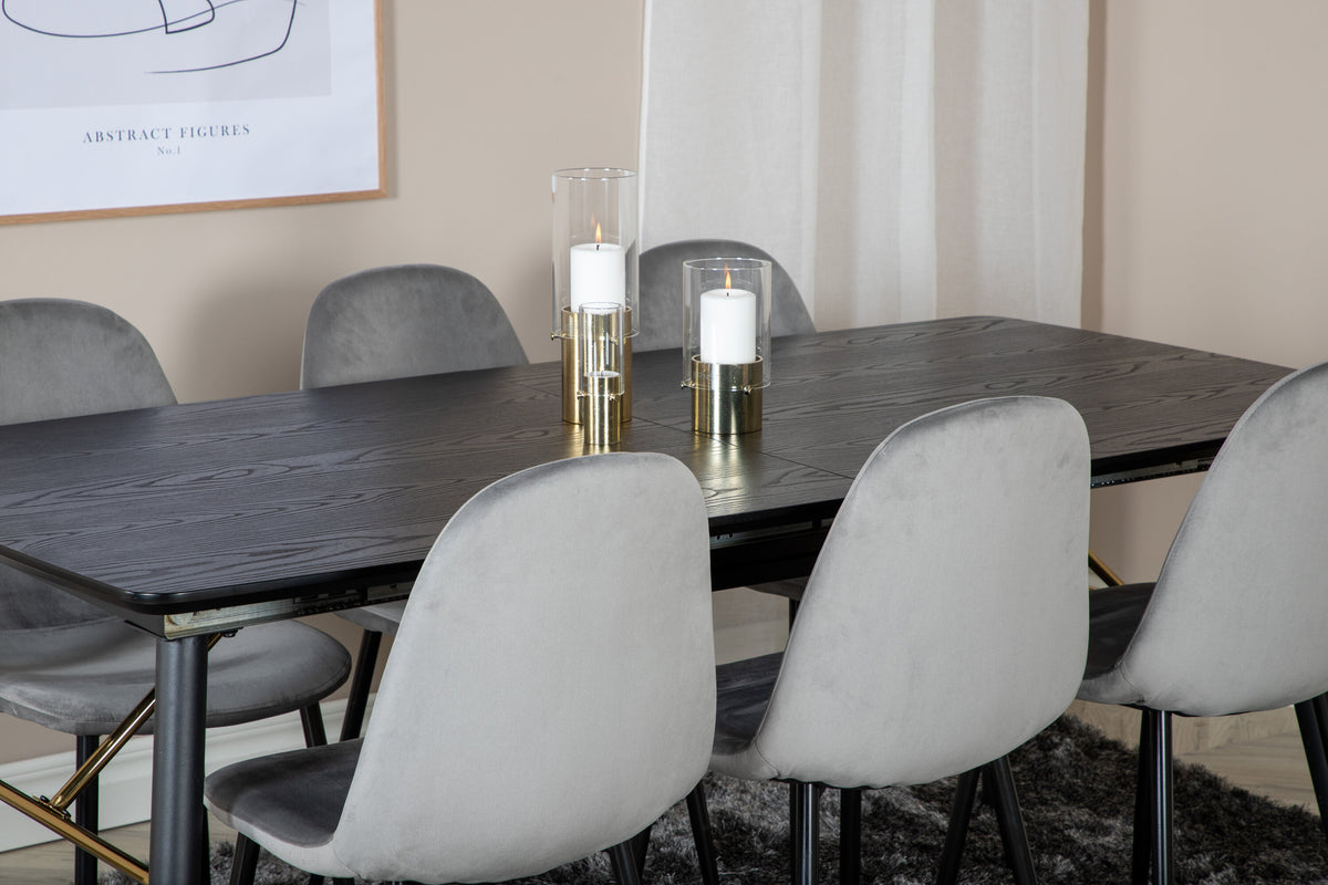 Gold Matbord med Polar Stolarna – Bord: 76x180x85 Stol: 53,3x88x42,5