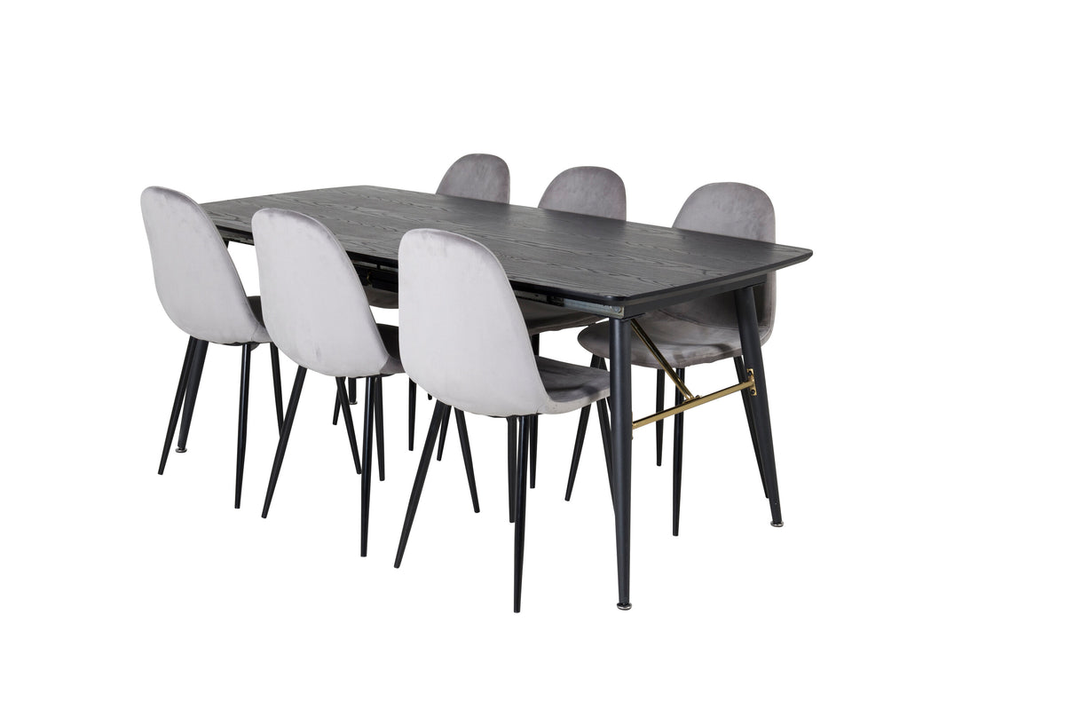 Gold Matbord med Polar Stolarna – Bord: 76x180x85 Stol: 53,3x88x42,5