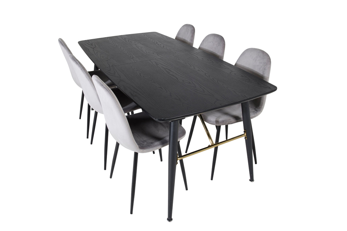 Gold Matbord med Polar Stolarna – Bord: 76x180x85 Stol: 53,3x88x42,5