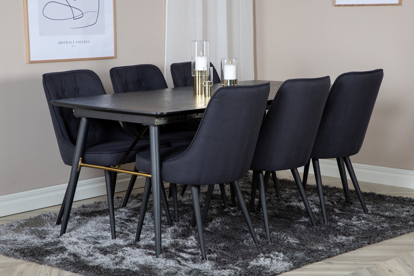 Gold Matbord med Velvet Deluxe Stolarna Matgrupp