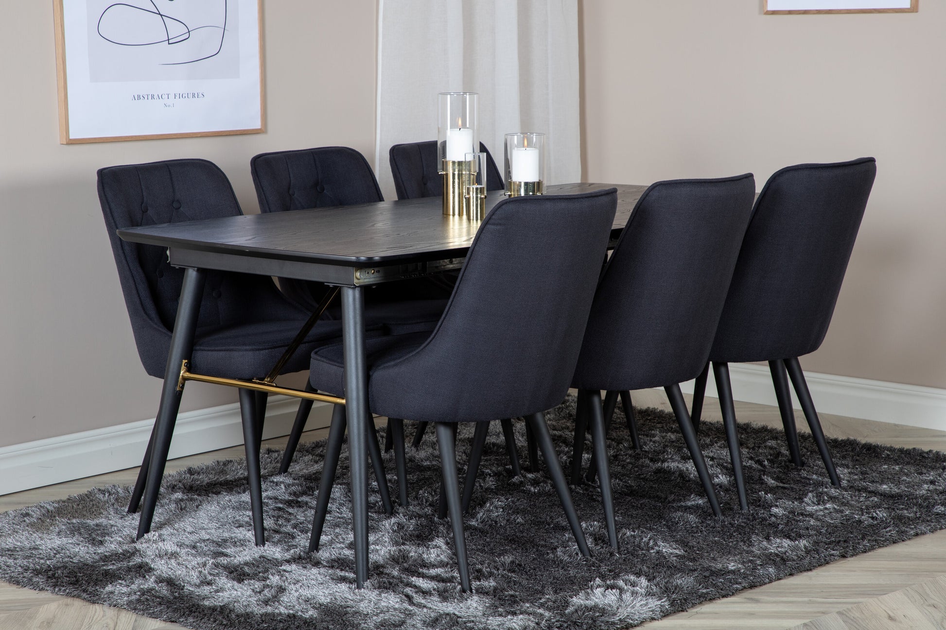Gold Matbord med Velvet Deluxe Stolarna Matgrupp