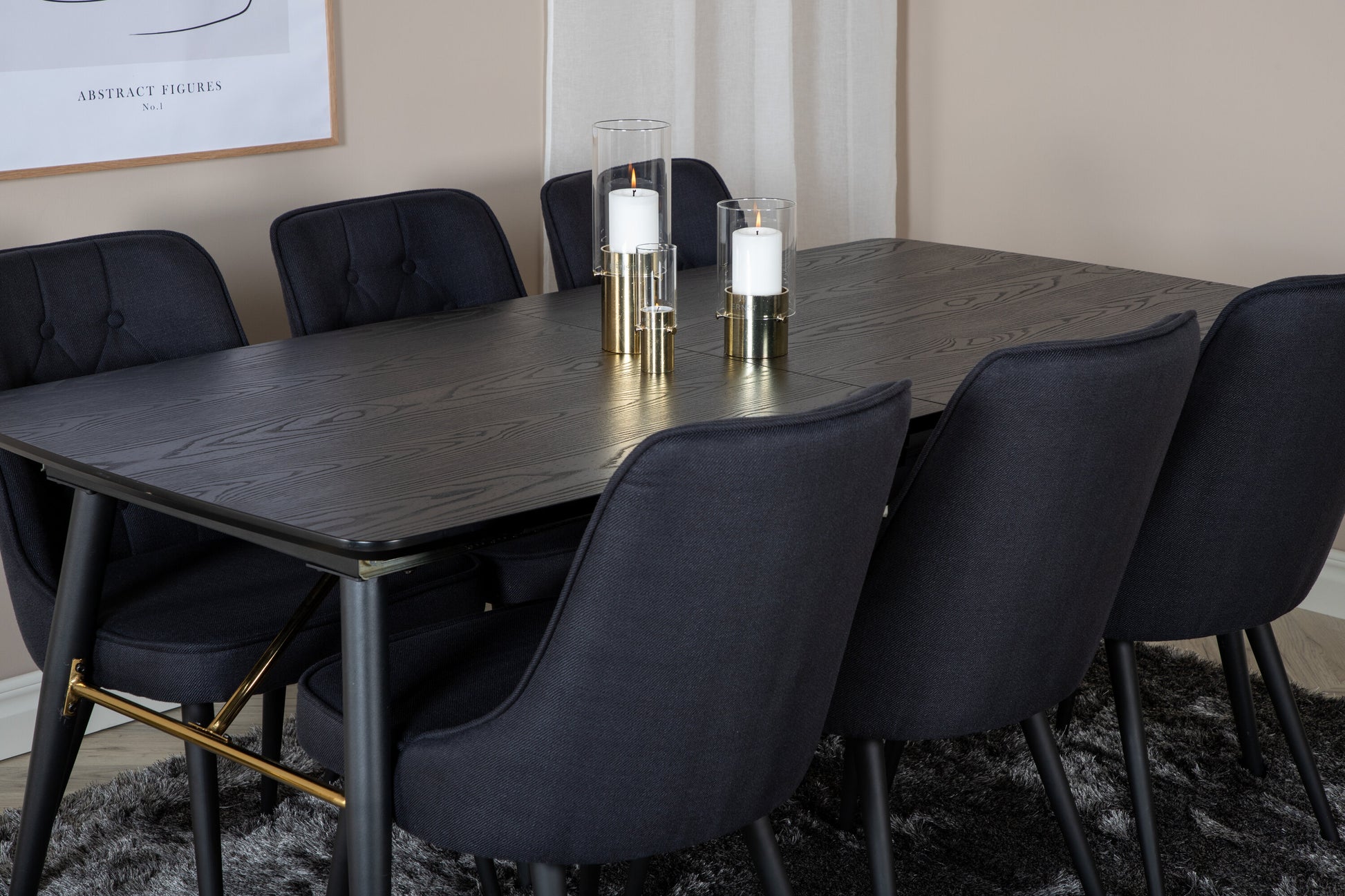Gold Matbord med Velvet Deluxe Stolarna Matgrupp