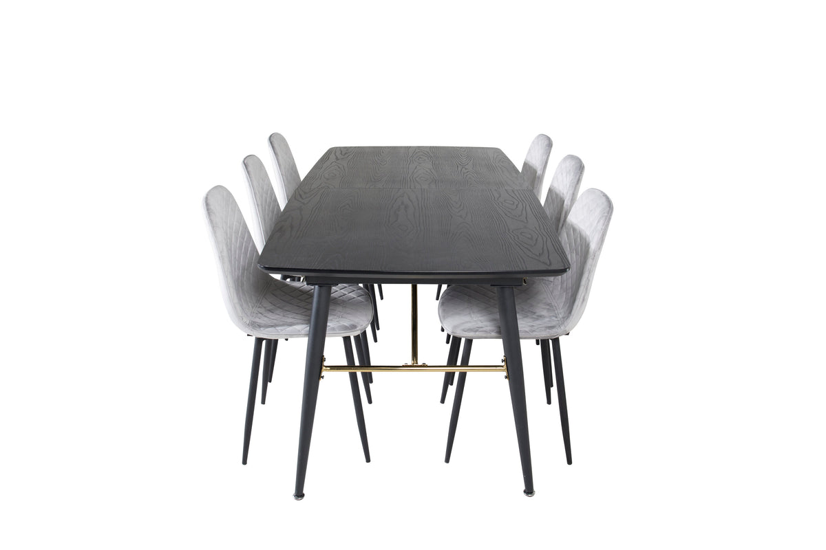 Gold Matbord med Polar Stolarna – Bord: 76x180x85 Stol: 52x86x44