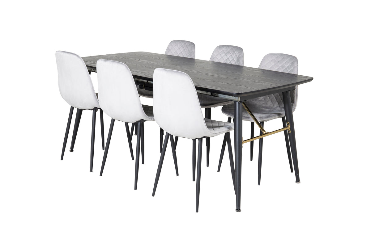 Gold Matbord med Polar Stolarna – Bord: 76x180x85 Stol: 52x86x44