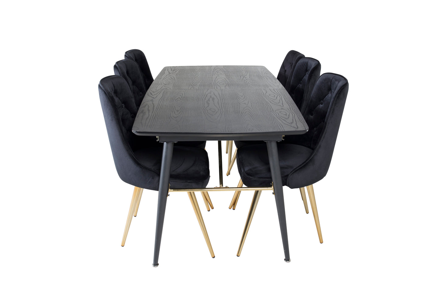 Gold Matbord med Velvet Deluxe Stolarna Matgrupp