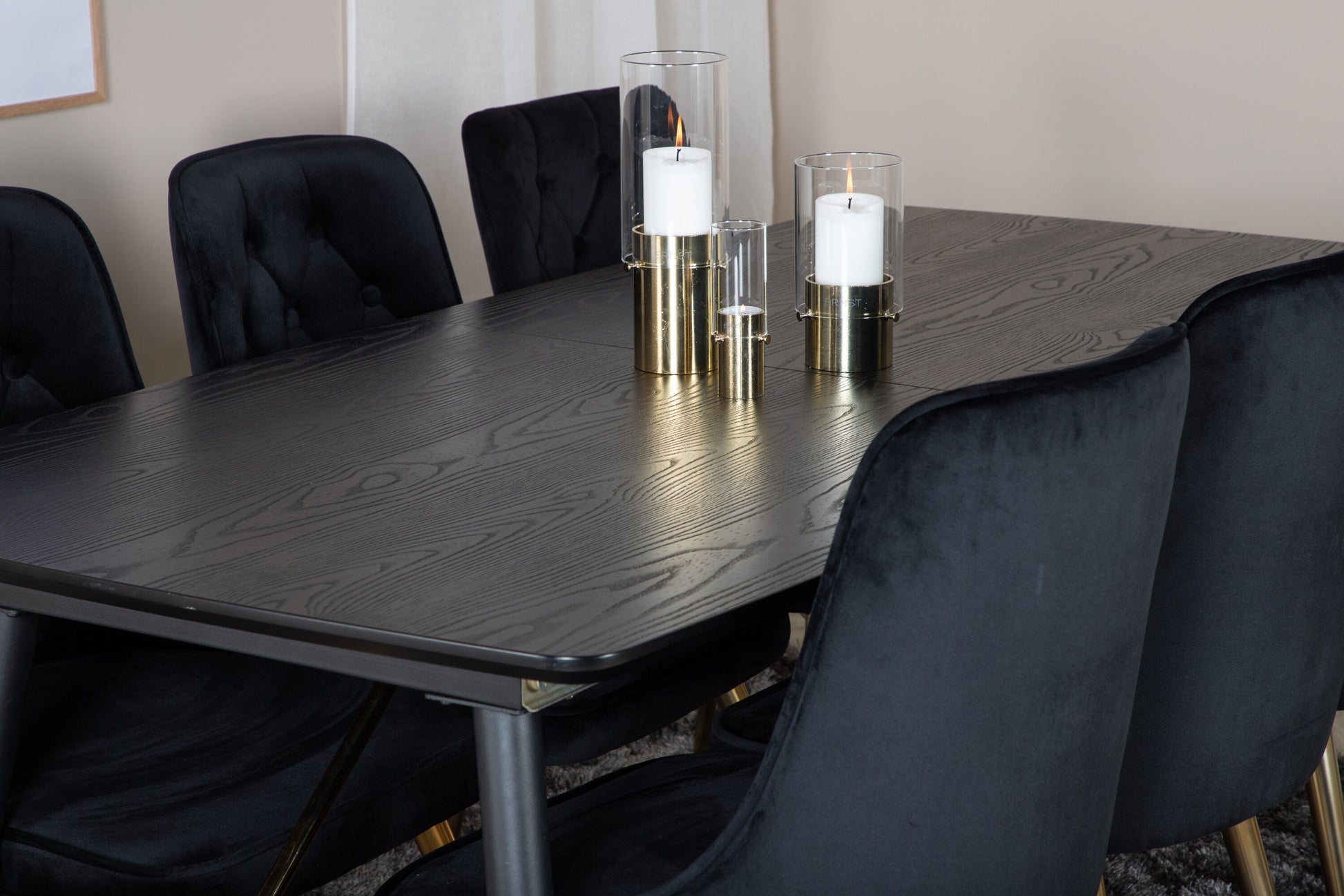 Gold Matbord med Velvet Deluxe Stolarna Matgrupp