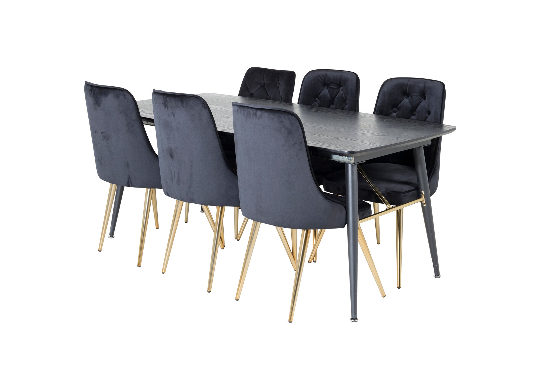 Gold Matbord med Velvet Deluxe Stolarna Matgrupp
