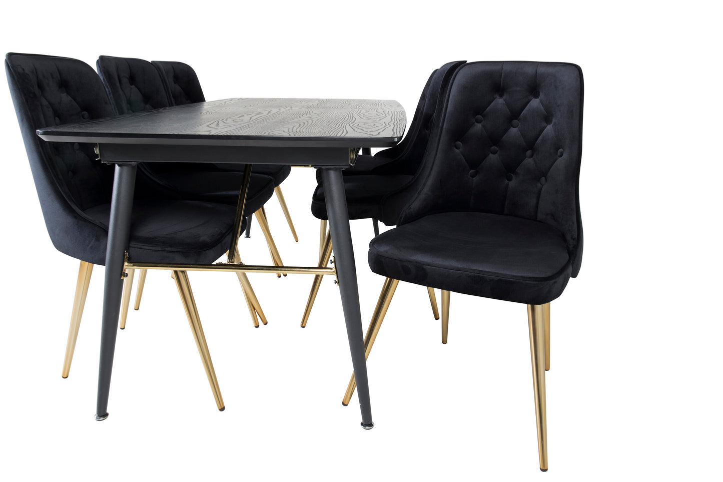 Gold Matbord med Velvet Deluxe Stolarna Matgrupp