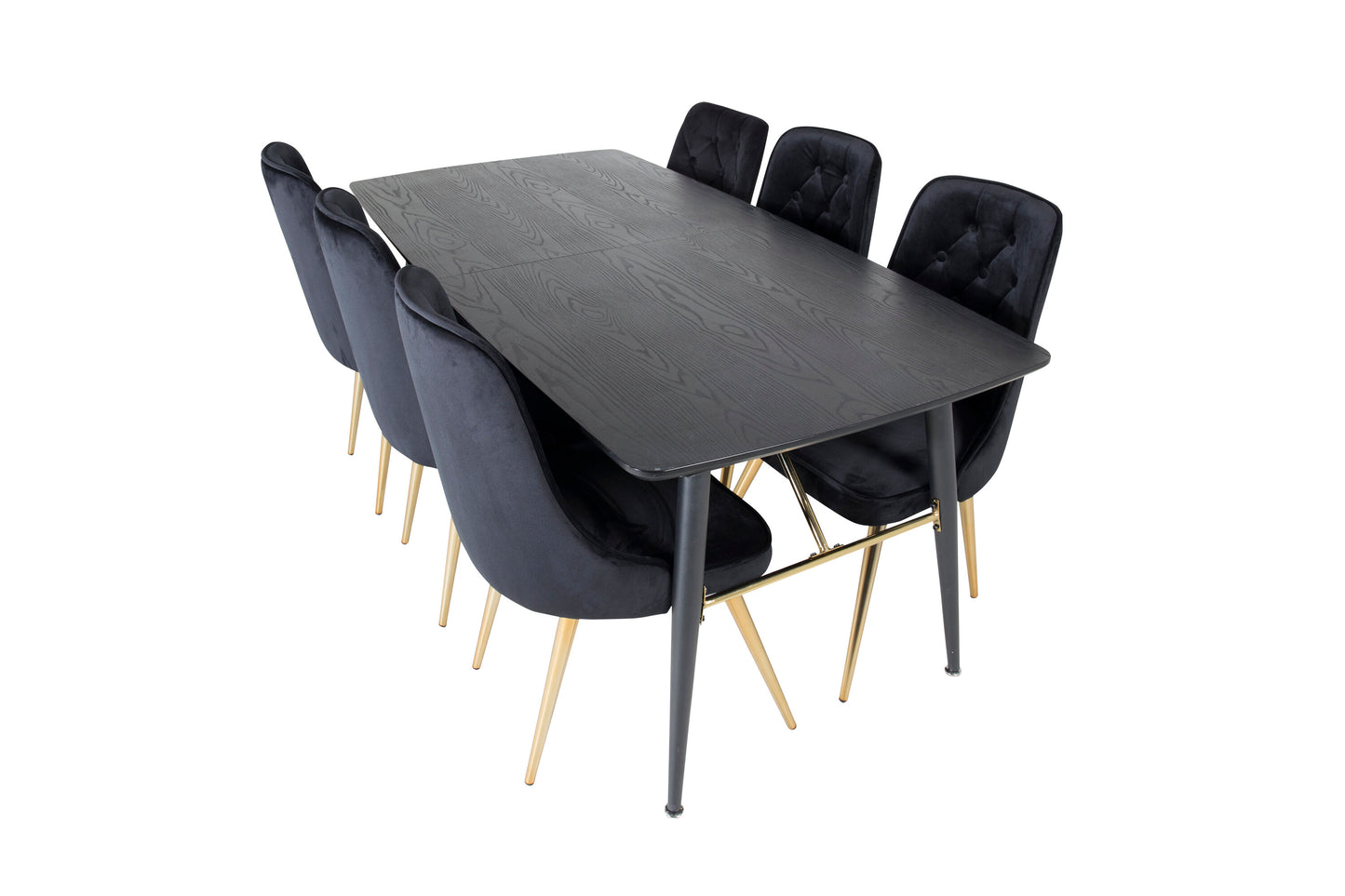 Gold Matbord med Velvet Deluxe Stolarna Matgrupp