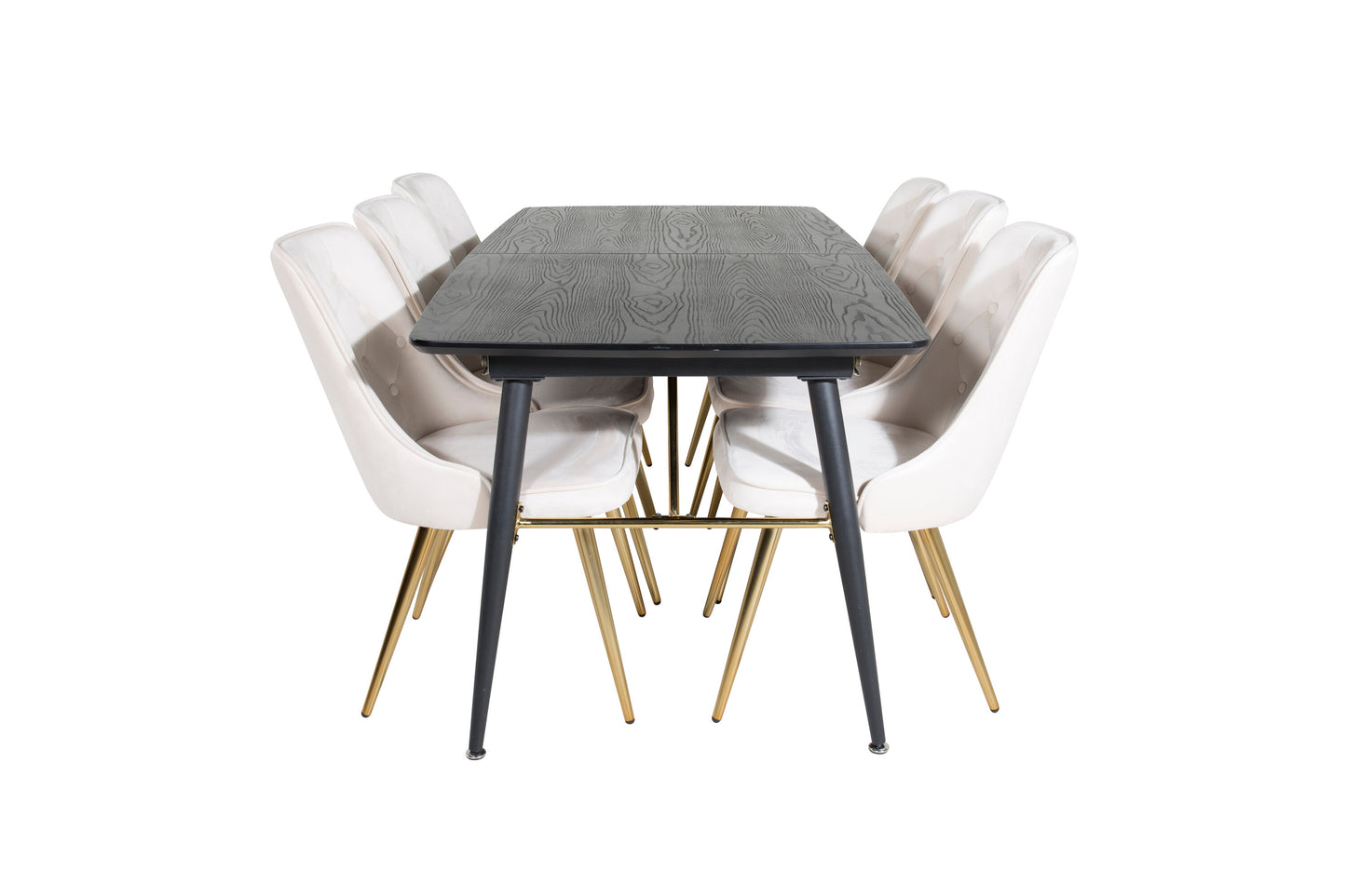 Gold Matbord med Velvet Deluxe Stolarna Matgrupp